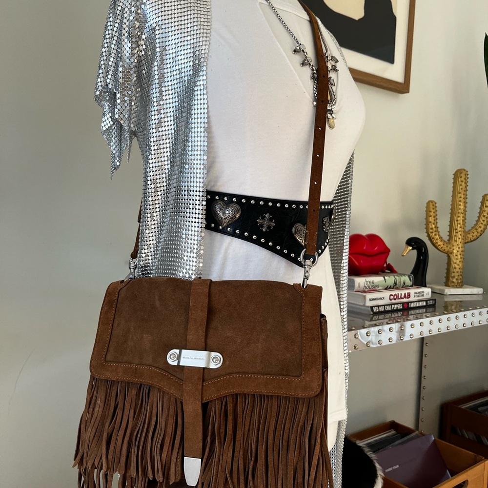 Rebecca Minkoff Brown Suede Fringed Crossbody Bag